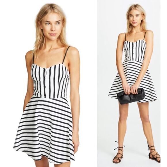 Alice + Olivia Dresses & Skirts - Alice + Olivia Nella White with Black Stripes Dress Size 12